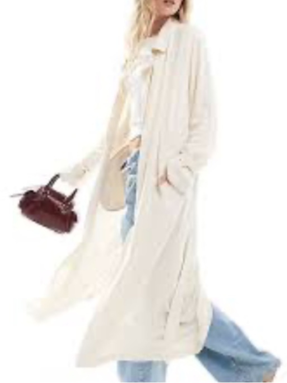 stradivarius Cream Longline Trench Coat